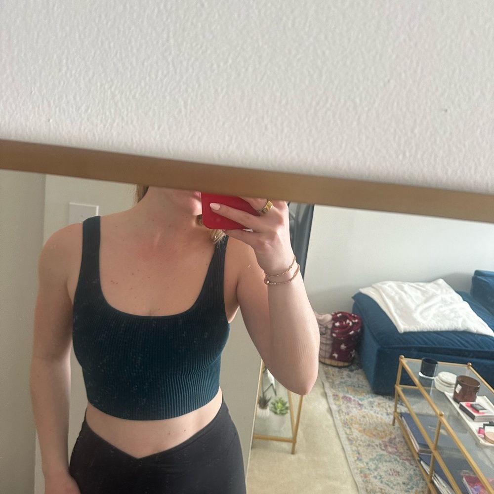 Aritzia teal Ribbed Crop Top